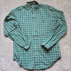 Ralph Lauren men's green plaid long sleeve button-down shirt, size small